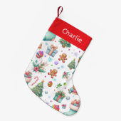 Petite Chaussette De Noël Motif de Noël blanc | Holiday Cheer (Devant (Accrochage))