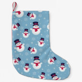 Petite Chaussette De Noël Motif De Noël Bleu Avec Snowmen Et Snowflakes (Devant)