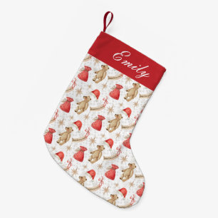 Petite Chaussette De Noël Motif de Noël fantaisiste Nom personnalisé