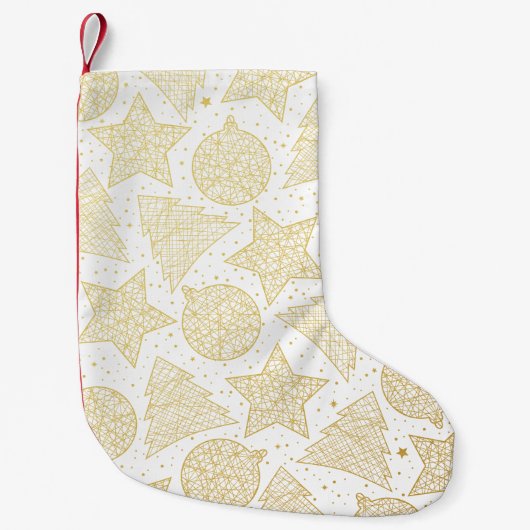 Petite Chaussette De Noël Motif de Noël Gold & White (Devant)