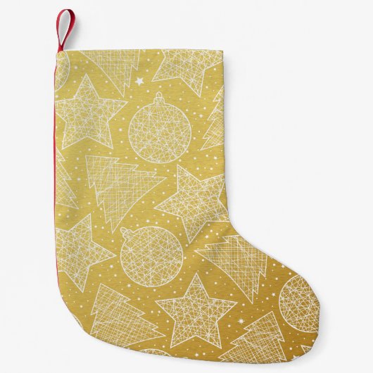 Petite Chaussette De Noël Motif de Noël Gold & White (Devant)