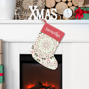 Petite Chaussette De Noël Motif de Noël Red Script personnalisé