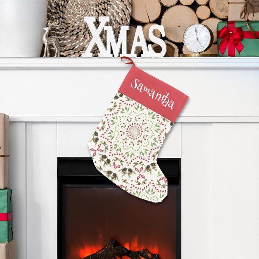 Petite Chaussette De Noël Motif de Noël Red Script personnalisé