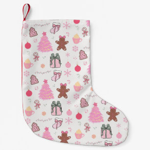 Petite Chaussette De Noël Motif de Noël rose