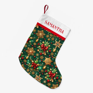 Petite Chaussette De Noël Motif de Noël tropical poinsettia rouge