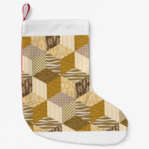 Petite Chaussette De Noël Motif de patchwork sans couture or. Illustration v