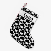 Petite Chaussette De Noël motif de patte chat noir et blanc personnalisé (Devant (Accrochage))