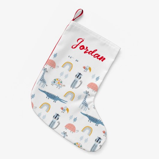 Petite Chaussette De Noël Motif de plaisir animal Doodle (Devant (Accrochage))