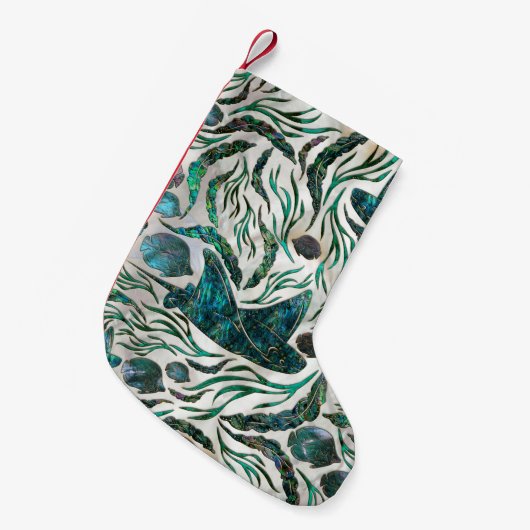 Petite Chaussette De Noël Motif de poisson stingray et squelette Abalone (Devant (Accrochage))