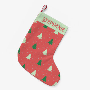 Petite Chaussette De Noël Motif de sapin rose pâle