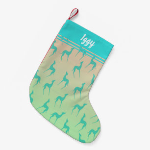 Petite Chaussette De Noël motif de silhouette de whippet gris personnalisé