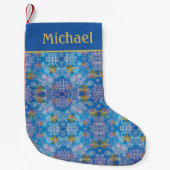 Petite Chaussette De Noël Motif de snowflake Gold moderne (Devant)