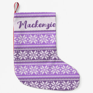 Petite Chaussette De Noël Motif de sueur nordique de flocon de neige pourpre