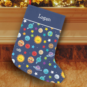 Petite Chaussette De Noël Motif de système solaire pour enfants