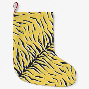 Petite Chaussette De Noël Motif de tigre noir et jaune vintage sans couture.