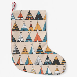 Petite Chaussette De Noël Motif de tipi. Tente d'été autochtone de Wigwam