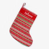Petite Chaussette De Noël Motif de tricot rouge, blanc vert (Devant (Accrochage))