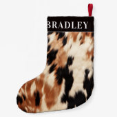 Petite Chaussette De Noël Motif de vache à mouille | Monogramme (Dos)