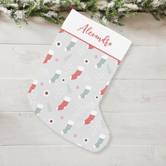 Petite Chaussette De Noël Motif de veille de Noël Personnalisé Nom Stocking