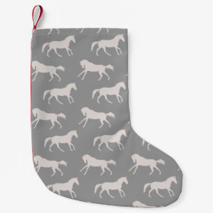 Petite Chaussette De Noël Motif des Chevaux de Galloping Gray
