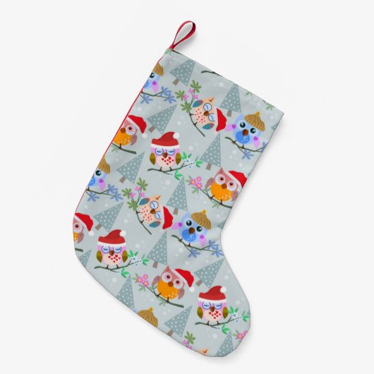 Petite Chaussette De Noël Motif des Chouettes de Noël (Devant (Accrochage))