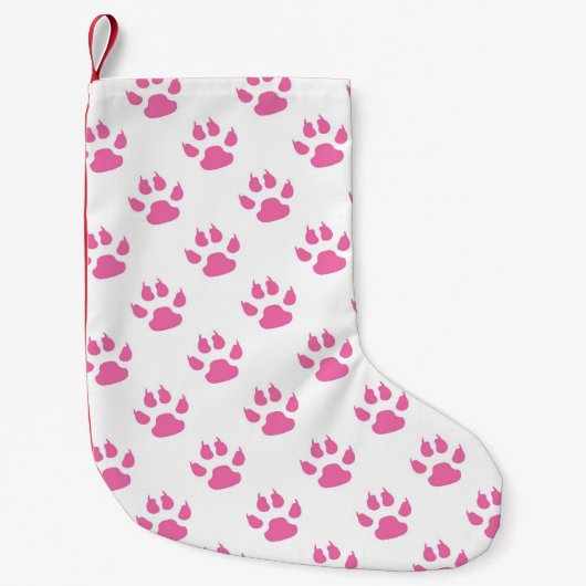 Petite Chaussette De Noël Motif des pattes de chat rose (Devant)