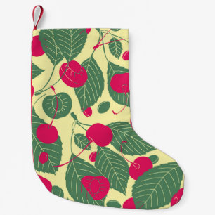 Petite Chaussette De Noël Motif d'été de couleur vive avec cerises. Grappe