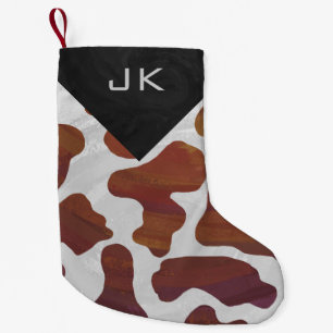 Petite Chaussette De Noël Motif d'impression Brown et blanc Monogram Cow