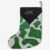 Petite Chaussette De Noël Motif d'impression vert et blanc de vache à (Dos)