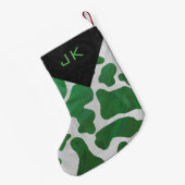 Petite Chaussette De Noël Motif d'impression vert et blanc de vache à (Dos (Accrochage))