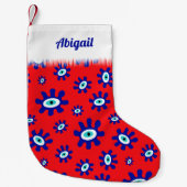 Petite Chaussette De Noël Motif d'oeil bleu et blanc (Devant)