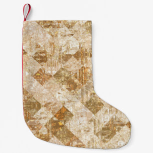 Petite Chaussette De Noël Motif doré en mosaïque abstraite