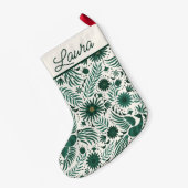 Petite Chaussette De Noël Motif du folklore mexicain Nom du script Vert Blan (Dos (Accrochage))