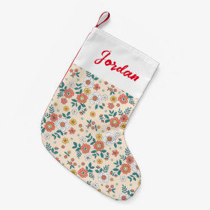 Petite Chaussette De Noël Motif du jardin de fleurs de corail
