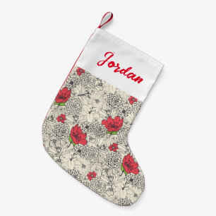 Petite Chaussette De Noël Motif du jardin de fleurs de pavot