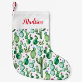 Petite Chaussette De Noël Motif d'usines de cactus d'aquarelle (Devant)