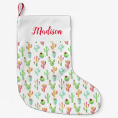 Petite Chaussette De Noël Motif en pastel d'aquarelle de cactus (Devant)