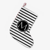 Petite Chaussette De Noël Motif et monogramme à bandes minces (Devant (Accrochage))