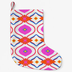 Petite Chaussette De Noël Motif ethnique de couleur rose vif avec arabe, T