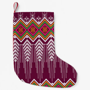 Petite Chaussette De Noël Motif ethnique géométrique traditionnel