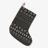 Petite Chaussette De Noël Motif ethnique tribal noir et blanc avec géométrie (Devant (Accrochage))