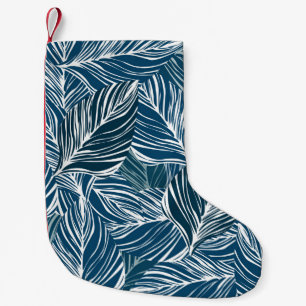 Petite Chaussette De Noël Motif Feuille bleue : Papier peint Vintage.