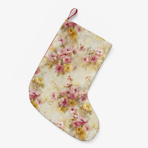 Petite Chaussette De Noël Motif floral à l'aquarelle vintage