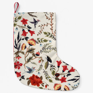 Petite Chaussette De Noël Motif floral incolore avec oiseaux