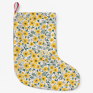Petite Chaussette De Noël Motif floral incomparable, Petites fleurs jaunes. 