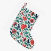 Petite Chaussette De Noël Motif floral rouge et vert (Devant (Accrochage))