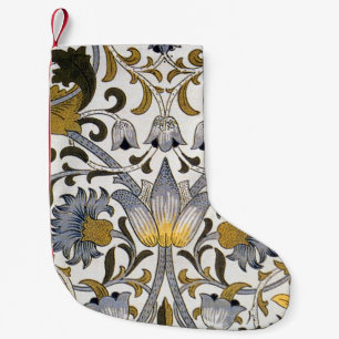 Petite Chaussette De Noël Motif floral William Morris Lodden : bleu or