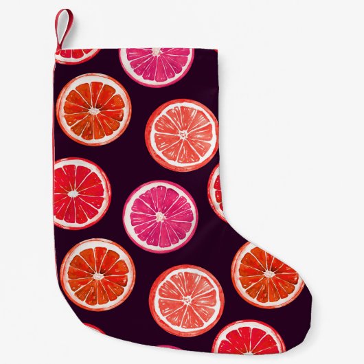 Petite Chaussette De Noël Motif foncé Citrus peint à la main (Devant)