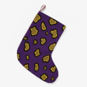 Petite Chaussette De Noël Motif fourrure léopard violet et or (Devant (Accrochage))