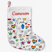 Petite Chaussette De Noël Motif Gay pride Doodle (Devant)